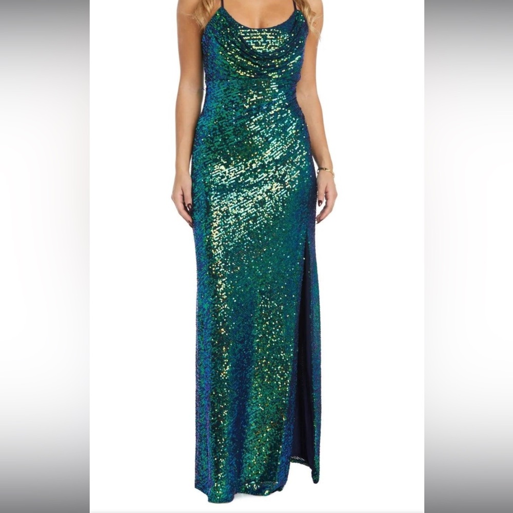 NightWay green sequin dress